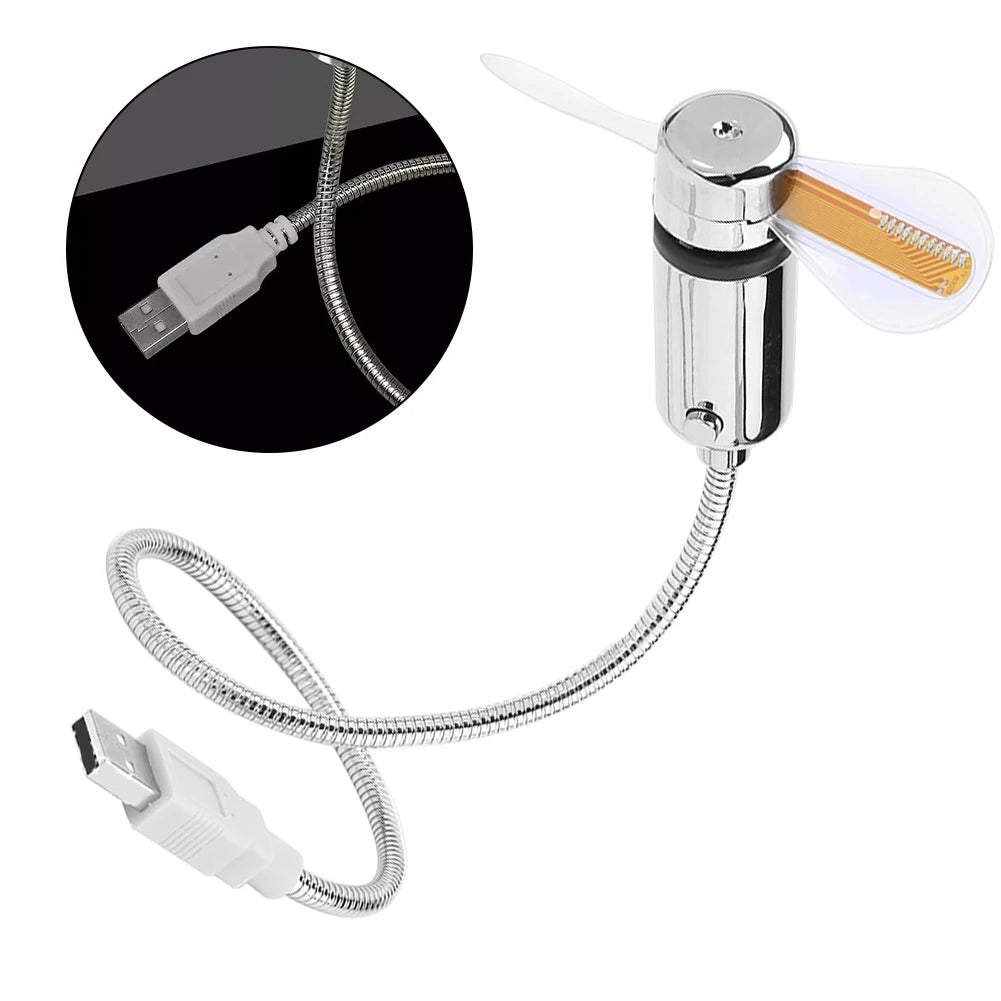 Adjustable USB Fan Gadget Small Flexible Fan LED Light USB Fan Time Clock Desktop Clock Cool Gadget Time Display Qme
