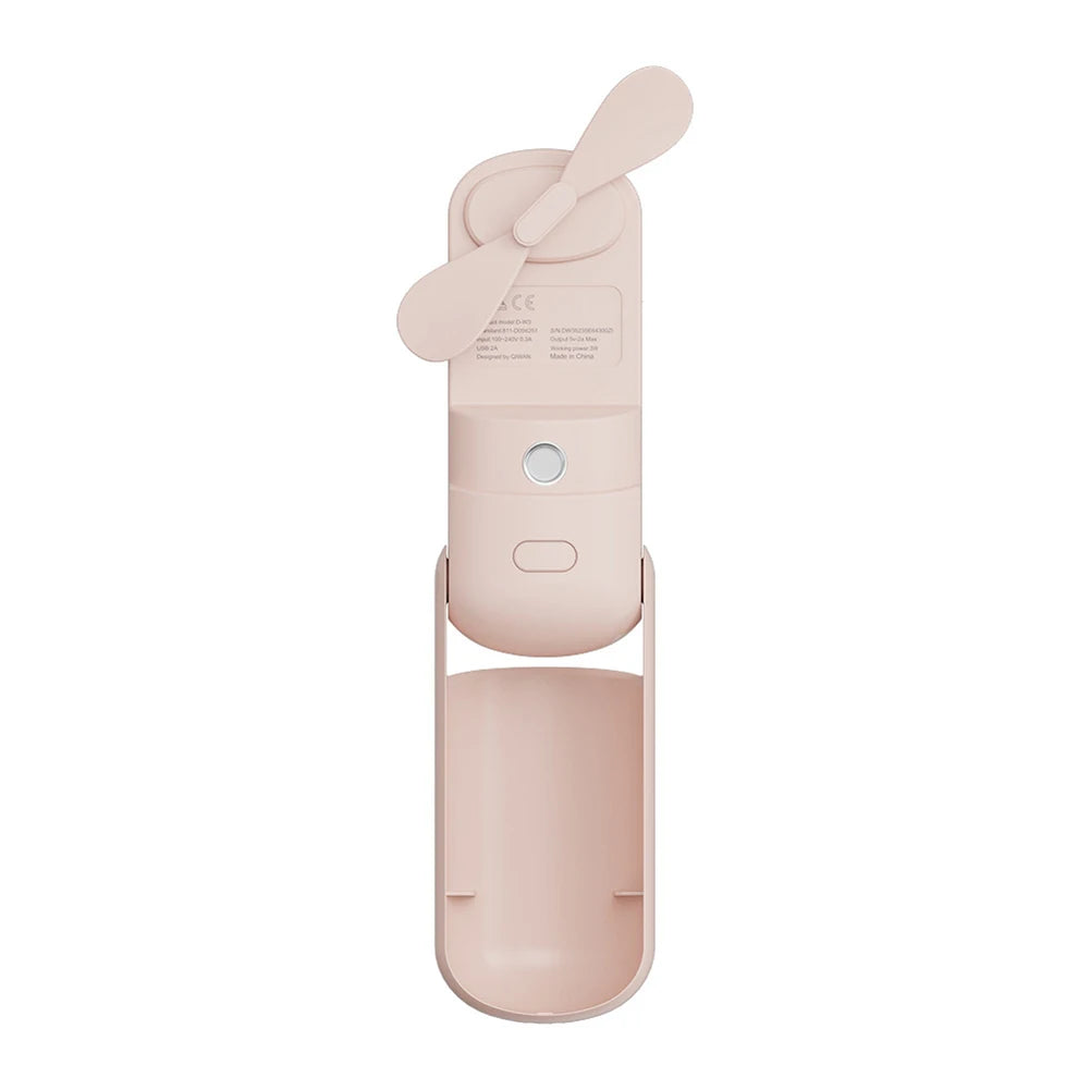 USB Rechargeable Handheld Misting Fan With Foldable Design, Portable Cooling Fan For Outdoor Activities Travel And Beach 3 Sp Qme Pink