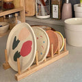 Vertical Wooden Dish Drying Rack Stable Base 6 Grids Easy To Install Pine Wood Vertical Wooden Plate Rack for Cutting Boards Qme Default Title