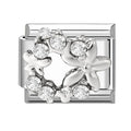 New Shiny Zircon Heart Bow Butterfly Bouquet Star Italian Charm Links Fit 9MM Stainless Steel Bracelet Girls' DIY Making Gift Qme S 6