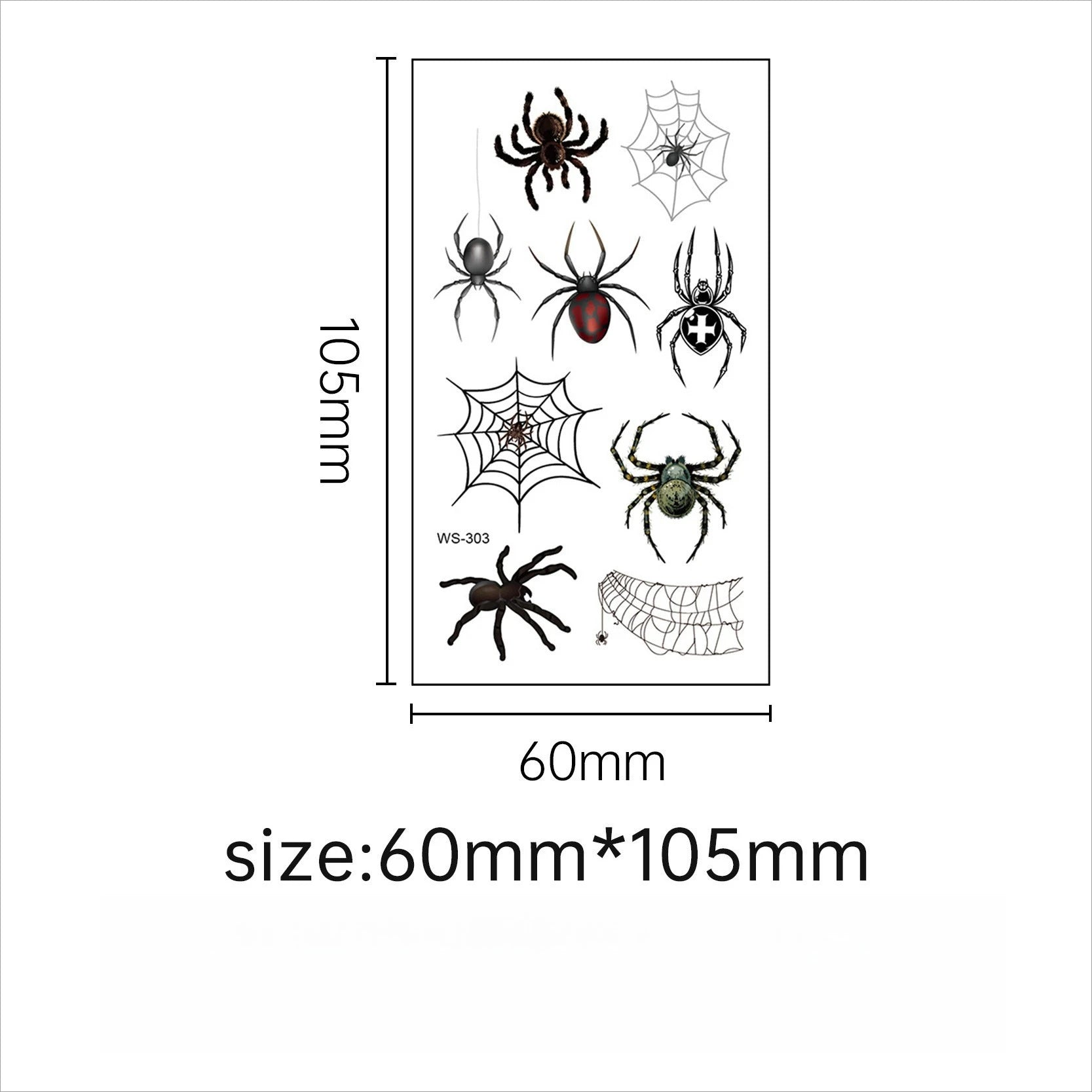 A European New 6/9Pcs Halloween Face Tattoo Stickers, Waterproof Realistic Freckle Spider Decals for Ghost Witch Cosplay Qme
