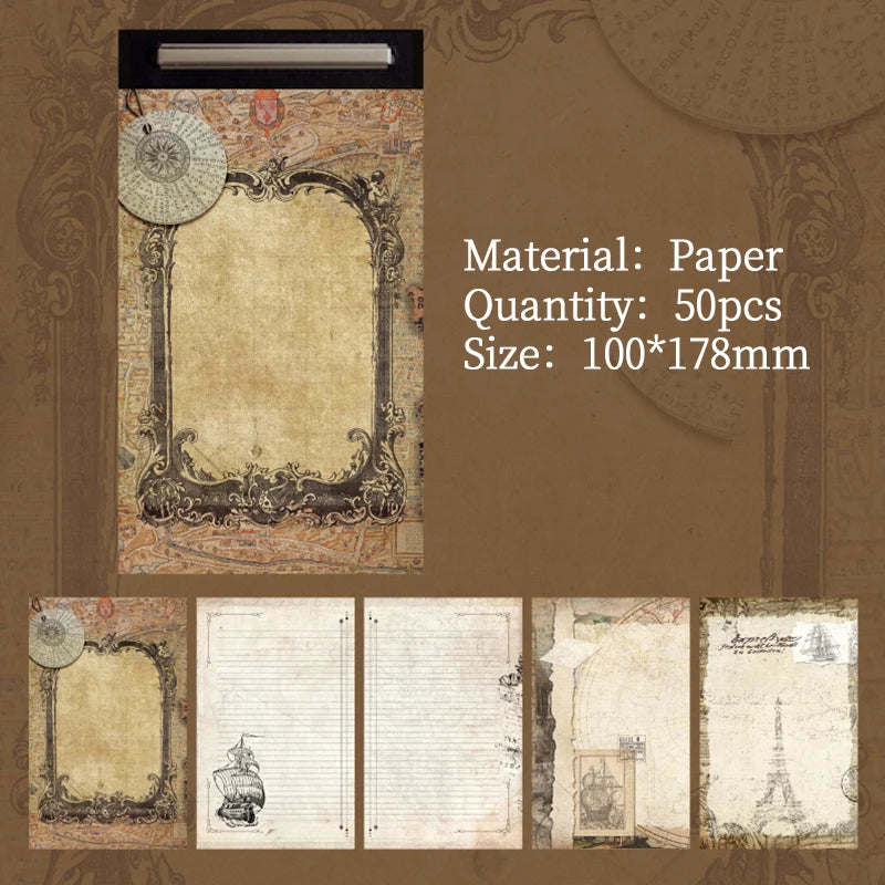 50 pcs/lot Vintage INS Material paper Decorative Diy Background paper hand made Diary Album Stationery Supplies Qme B