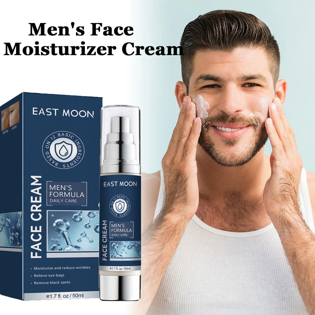 6 IN1 Men's Face Moisturizer Cream Hydrating Skin Lighten Dark Circles Anti-Puffiness Fade Fine Lines Brightening Facial Cream Qme