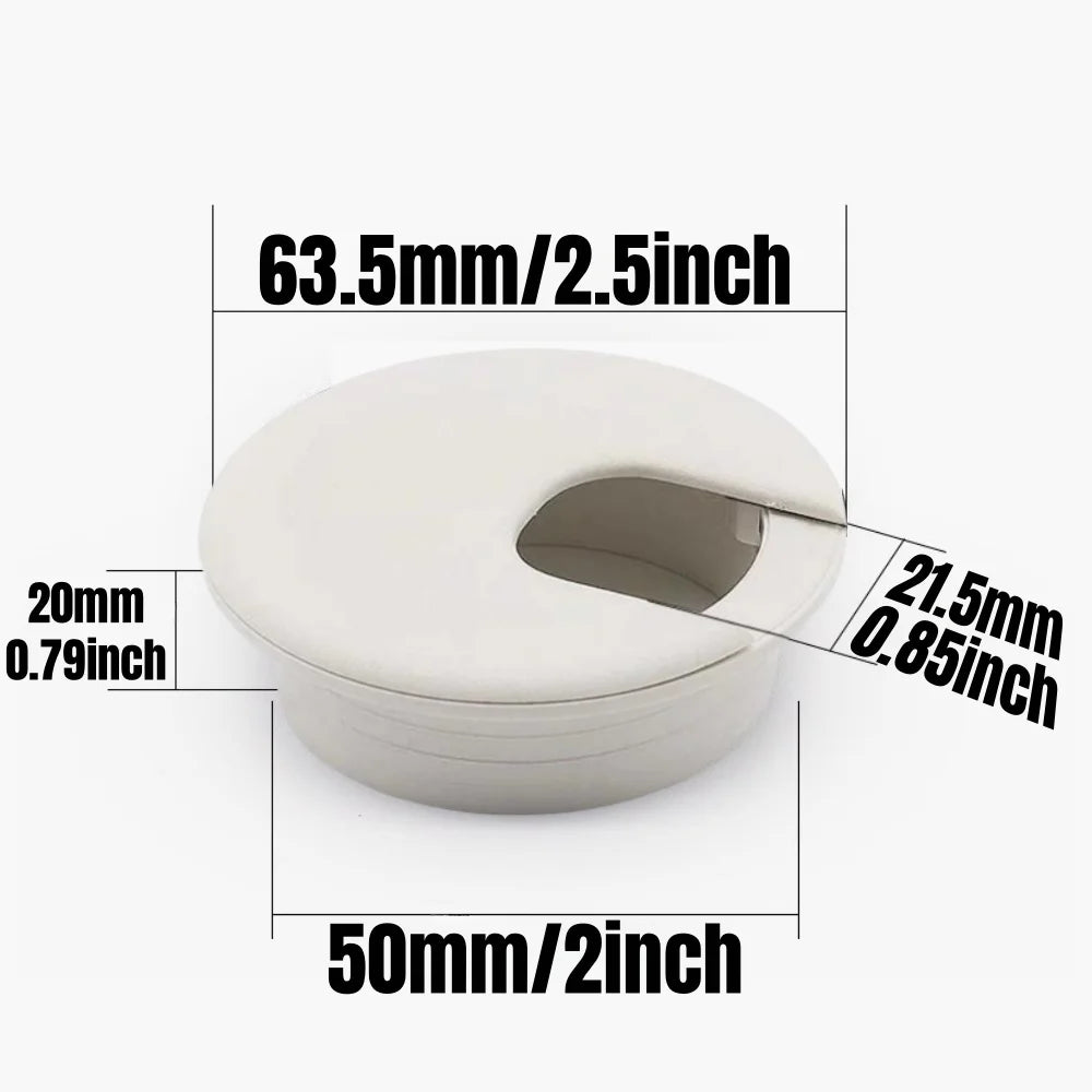Plastic Wire Hole Cover 1.5/2/2.5 Inch Table Outlet Cable Passing Threading Box Cover Round Office Furniture Desk Organizer Qme White 2 Inch