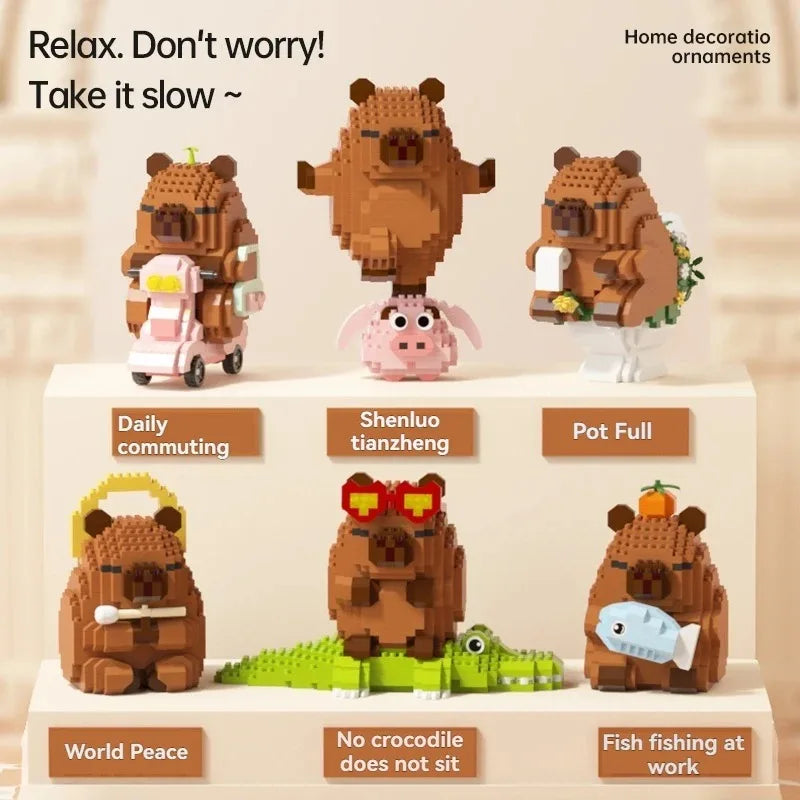 NEW Creative"Capybara Building Blocks Set-Cute Water Guinea Pig DIY Model | Fun STEM Toy for Kids & Adults",ideal birthday gifts Qme