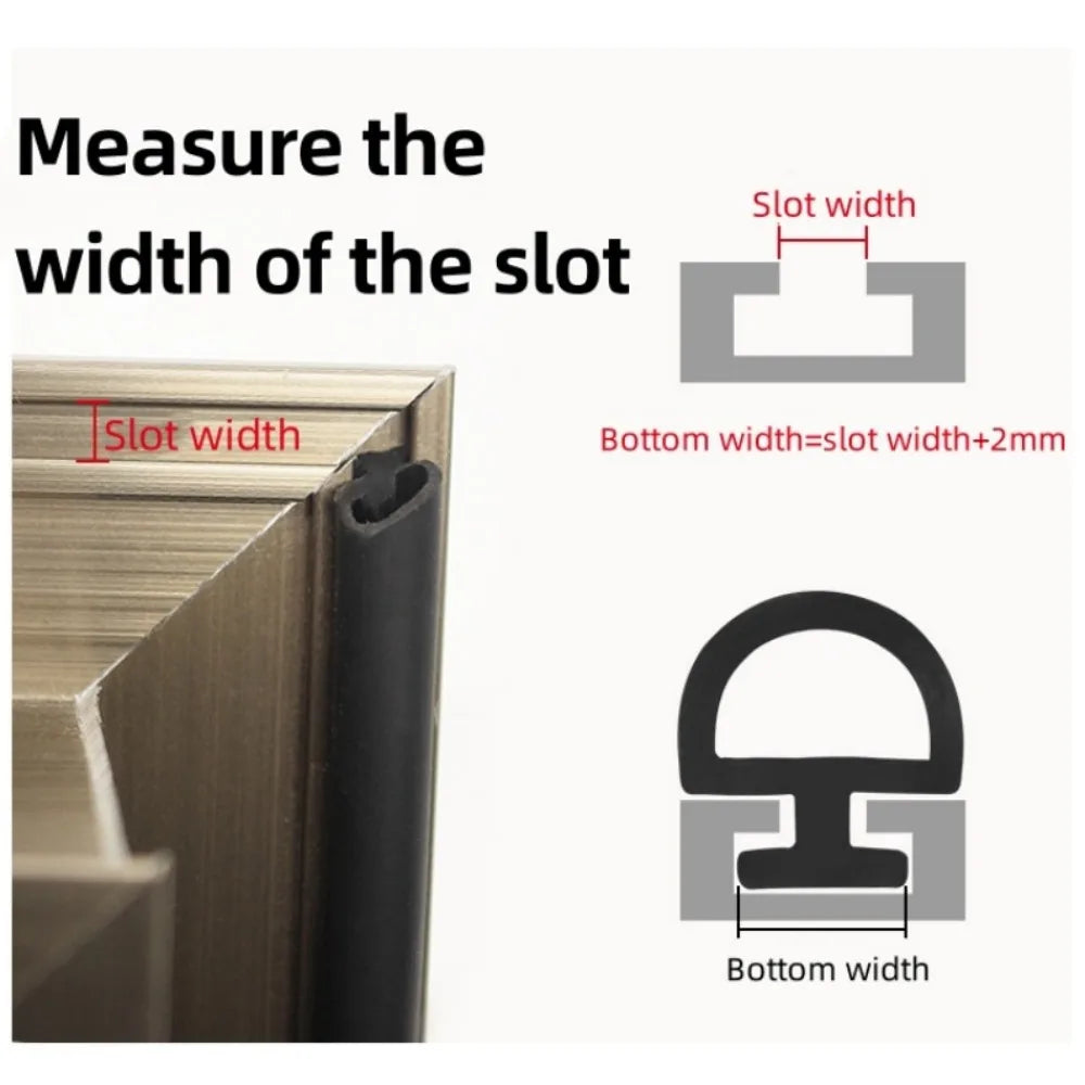 10M Silicone Sealing Strip for Doors and Windows Windproof Warm Durable Shock-absorbing Buffering Anti-collision Sealing Strip Qme
