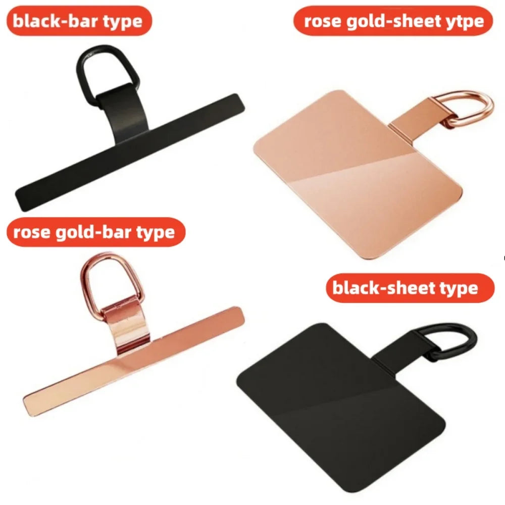 4pcs Stainless Steel Ultrathin Cellphone Lanyard Connectic Clip Hanging Strap Mobile Phone Safe Connect Piece Phone Accessories Qme