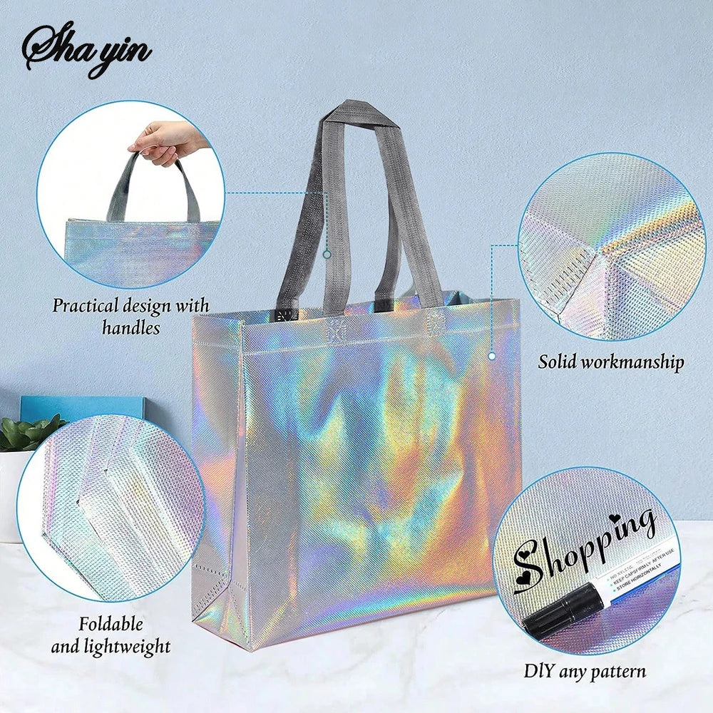 Organizer Bag Silver Reusable Gift Tote Grocery Shopping Bags Apply To Bridesmaids Birthday Party Wedding, Bachelor Qme
