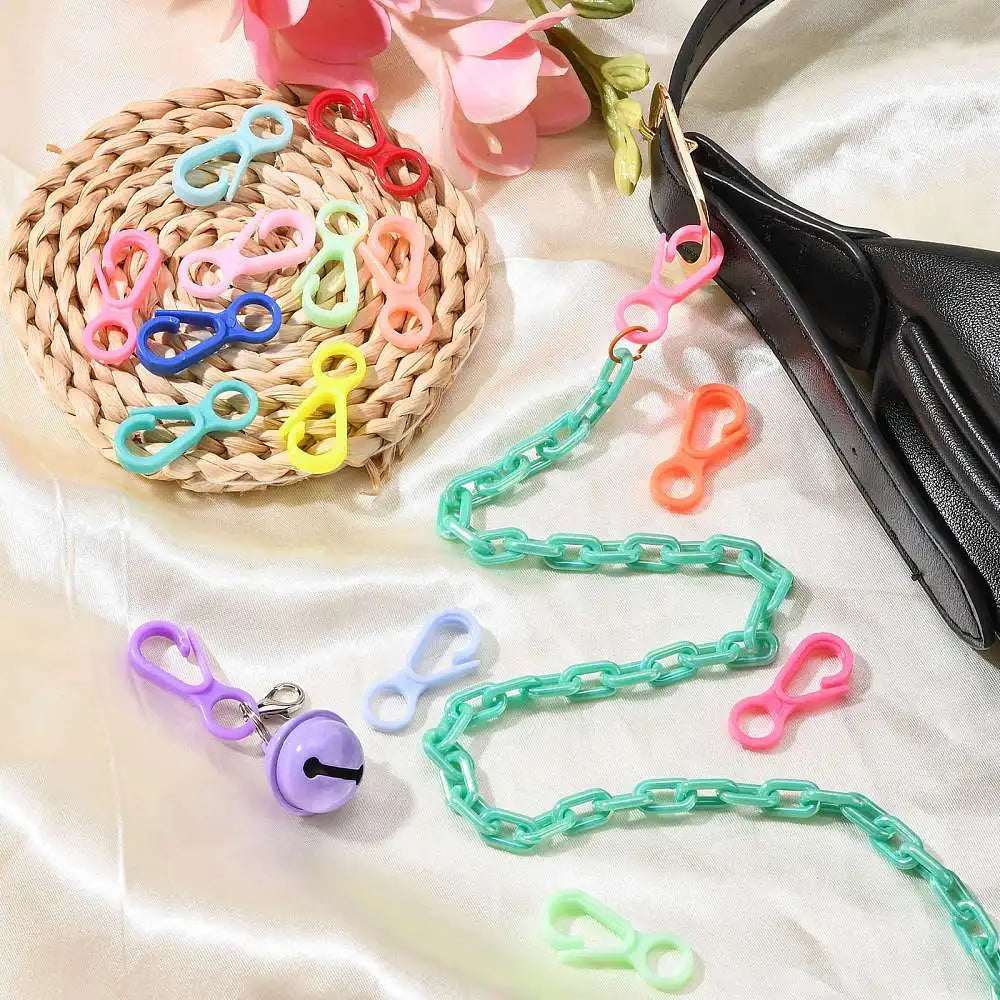 PandaHall 50/500Pcs Plastic Lobster CLaw Clasp Hook Trigger Clip Buckles For Keychain Key Ring Bracelet DIY Jewelry Making Qme