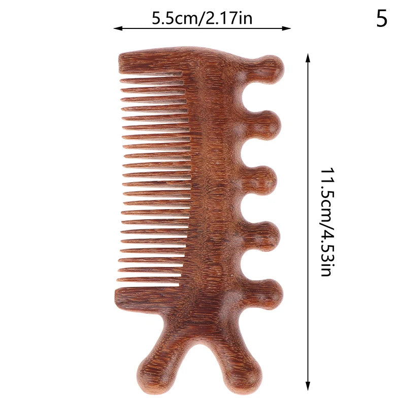 Natural Sandalwood Hair Combs Anti-static Wooden Comb Massager Tooth Qme Style6