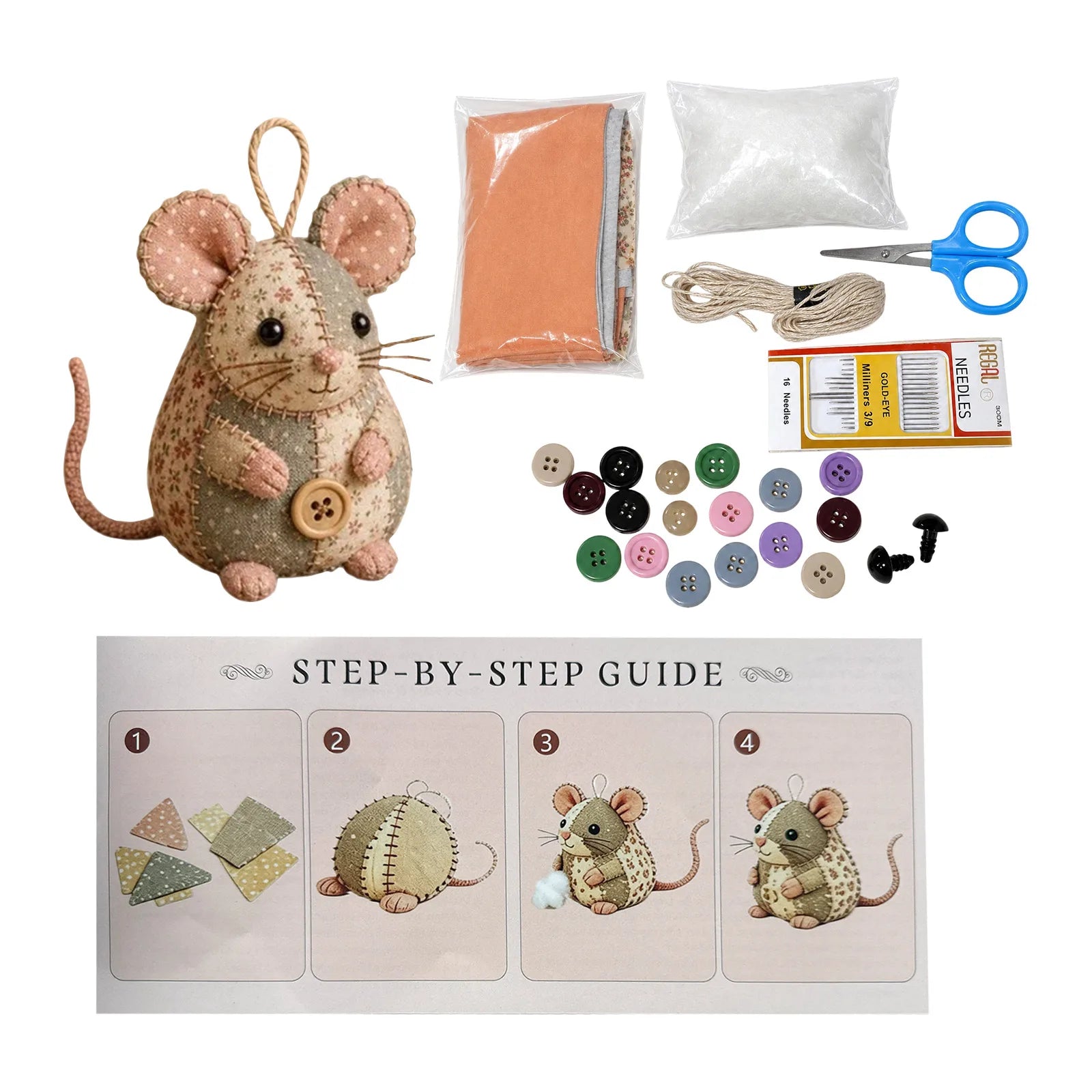 Handmade Patchwork Mouse DIY Sewing Craft Set for Adults and Beginners Cute Home Decoration Unique Holiday Gift Qme A One Size