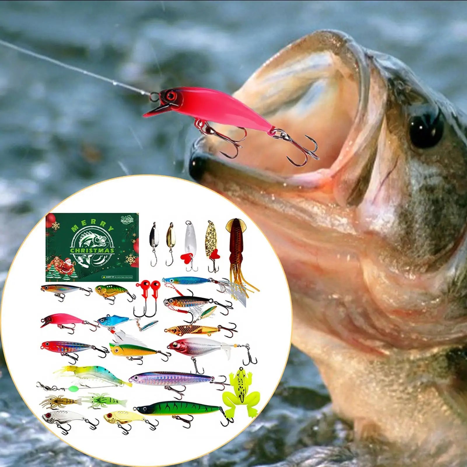 Fishing Advent 24 Days Christmas Countdown Calendar Lures Freshwater Qme