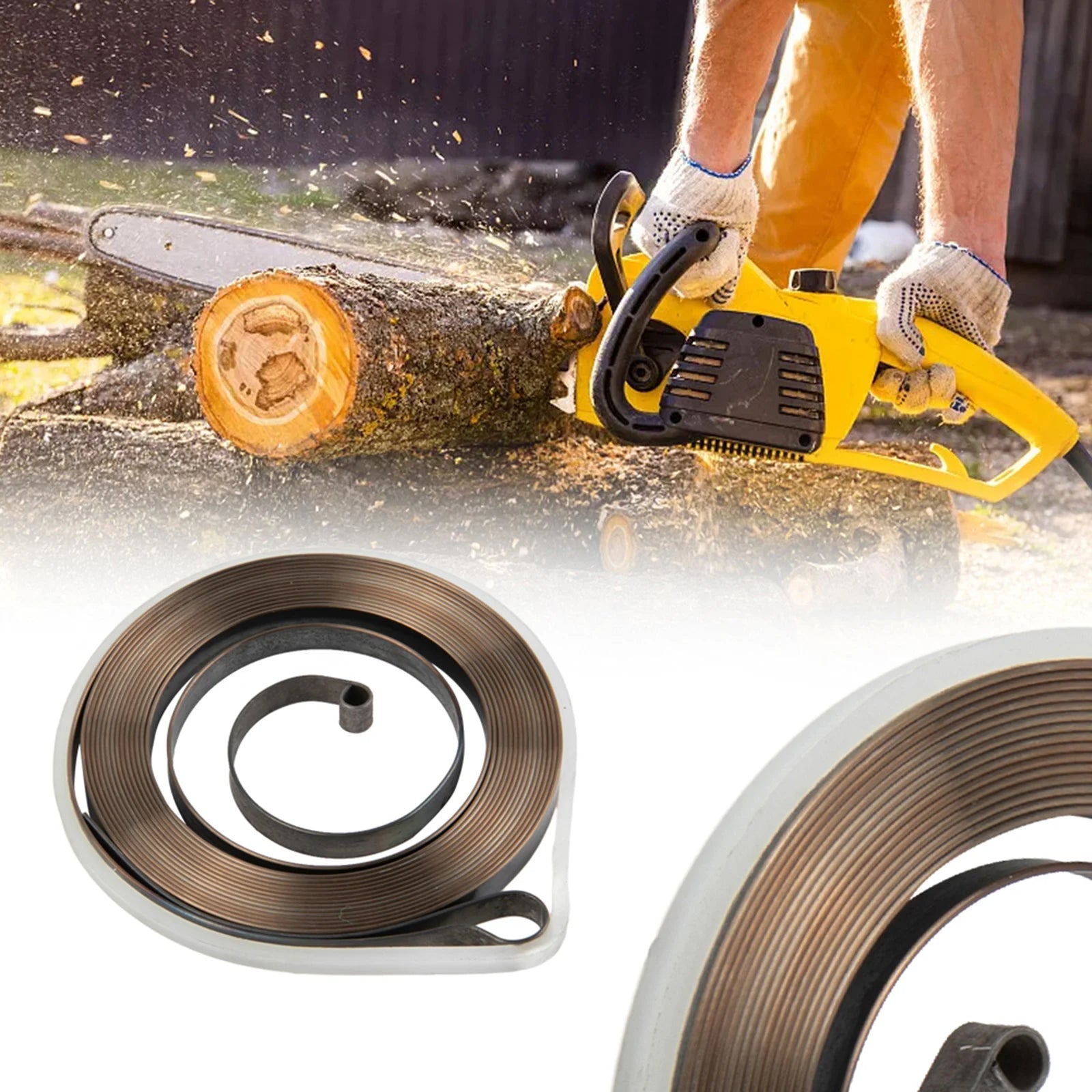 1PC 41mm Recoil Pull Starter Spring Replacement Pulley Rope Recoil Repair Kit For 45cc,52cc,4500,5200 Chinese Chainsaw Tarus Qme