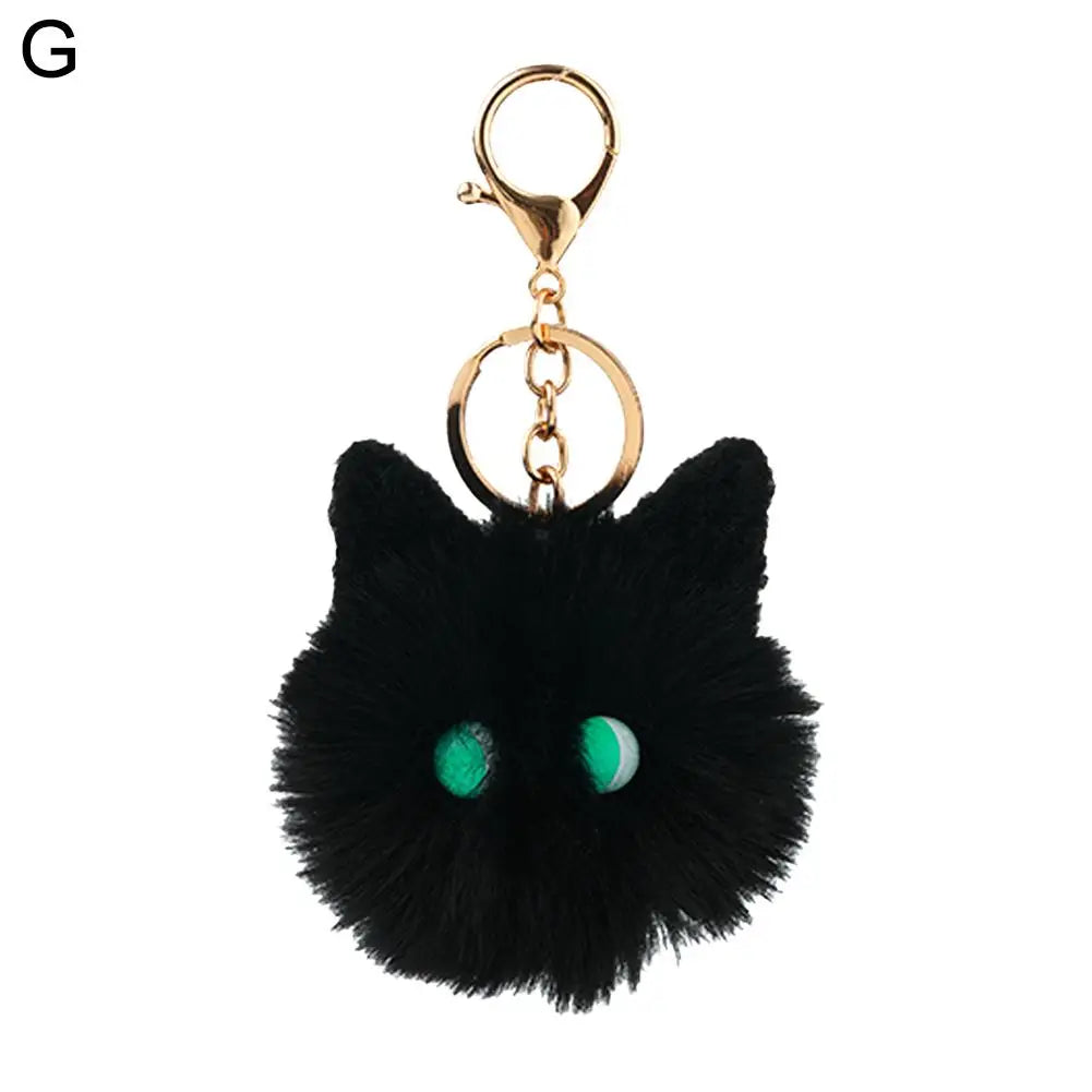 Black /White Plush Cat Keychain Kawaii Kitten Cartoon Keyring Ladies Girls Bag Pendant Hairball Keychain School Bag Key Chains Qme G