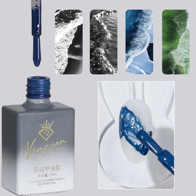 Sea Wave Blooming Liquid Gel Nail Polish Rapid Smudging Bubble Hole Gel Special Halo Dye Nail DIY Varnish Manicure Nail Salon Qme