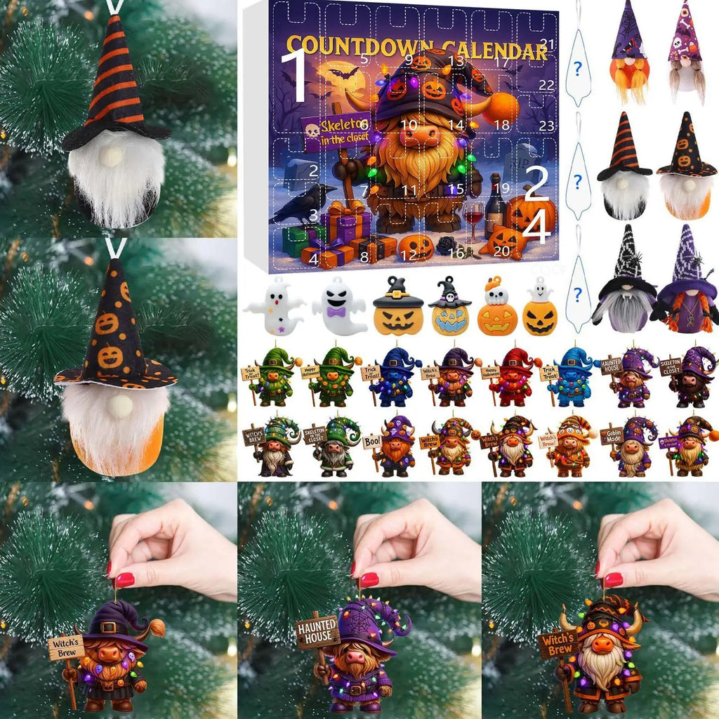 Gnome Countdown Calendar 24-Day Ornament Halloween Collectible 2D Qme