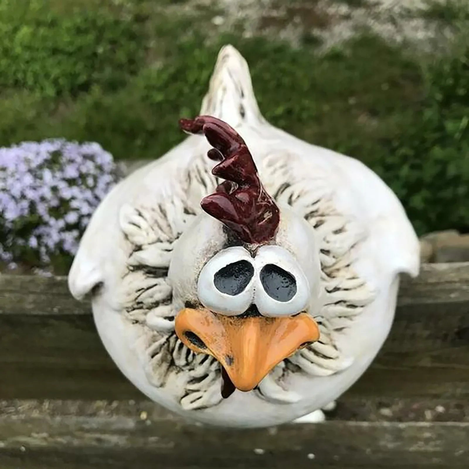 Funny Chicken Fence Decor Statues Resin Garden Farm Yard Hen Qme