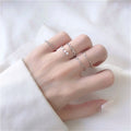 5pcs/set Rings for Women Simple Three Pearl Wavy Metal Twist Combination Joint Ring Trendy Personality Golden Party Jewelry Gift Qme 1 resizable
