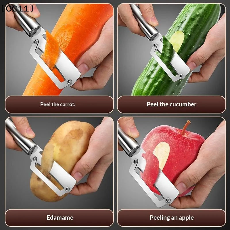 Stainless Steel Flat Edge Peeler Potato Slicer Knife Watermelon Melon Qme
