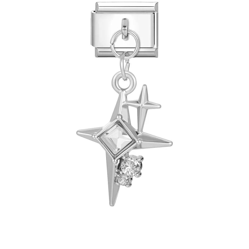 New 2026 Fashion Sweet Pink Moon Star Butterfly Pendant Italian Charm Links Fit 9MM Stainless Steel Bracelet DIY Making Gifts Qme Style 14