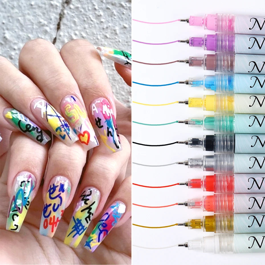 Nail Art Graffiti Pen Marker Drawing Abstract Lines Fine Detail Qme