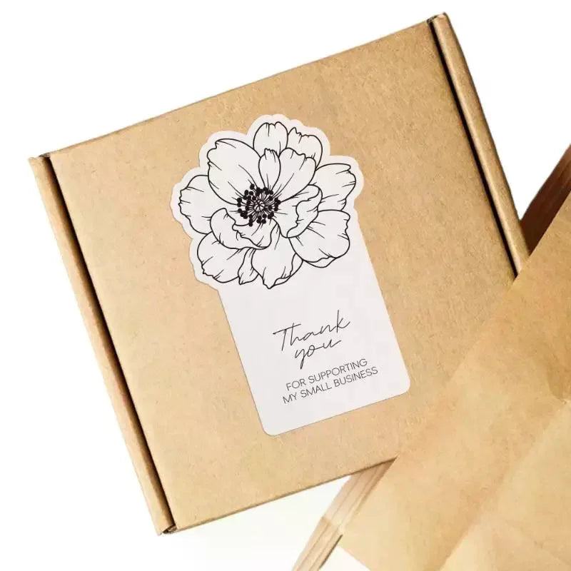 50pcs/pack Of Irregular Flower Rectangular Stickers For Small Business Gift Box Sealing Stickers Adhesive Packaging Stickers Qme