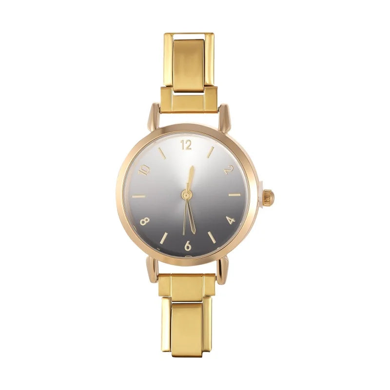 Fashion Women's Stainless Steel Round Blush Watch DIY Bracelet Bangle