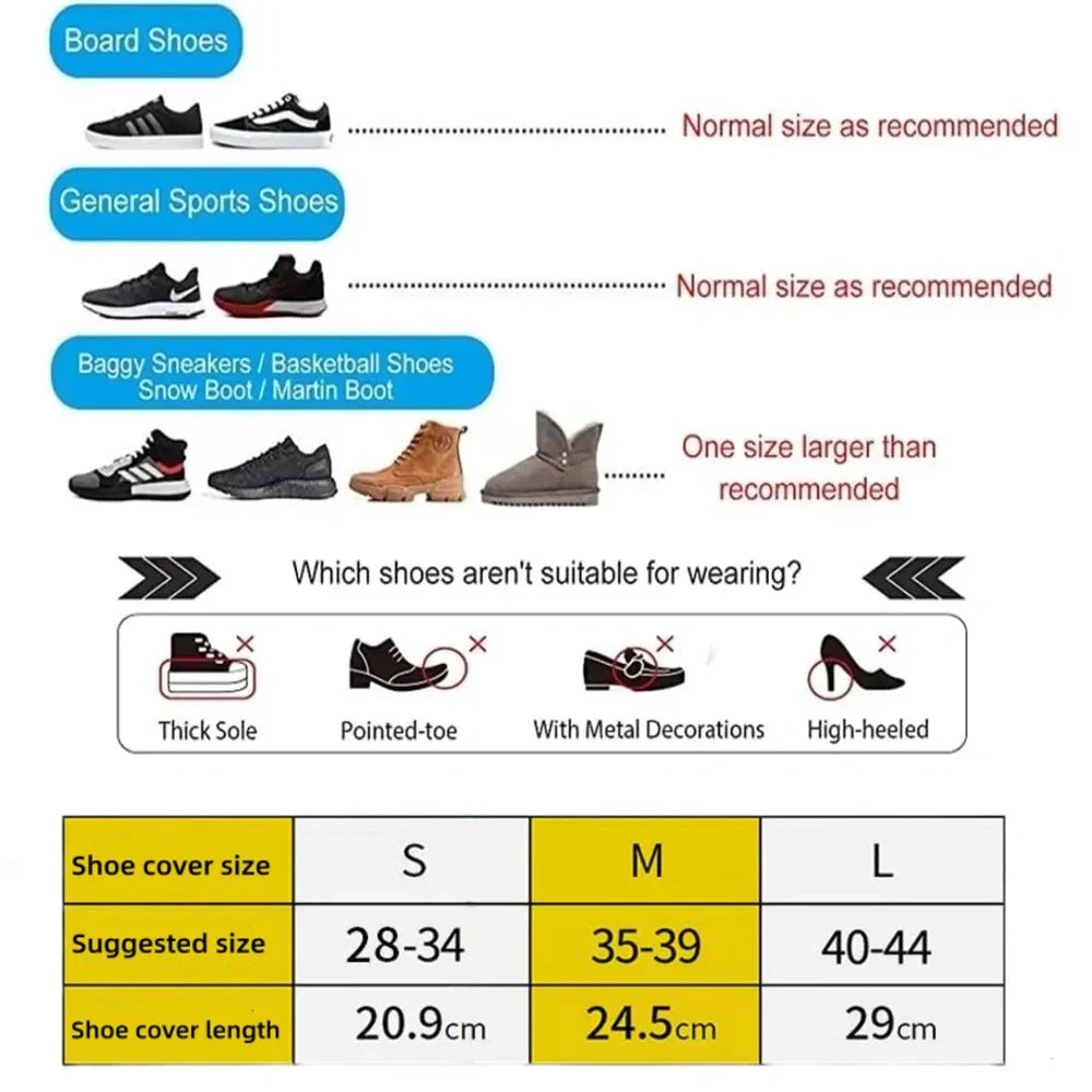 2pcs Waterproof Non-slip Silicone Shoe High Elastic Wear-resistant Unisex Rain Boots for Outdoor Rainy Day Reusable Shoe Cover Qme