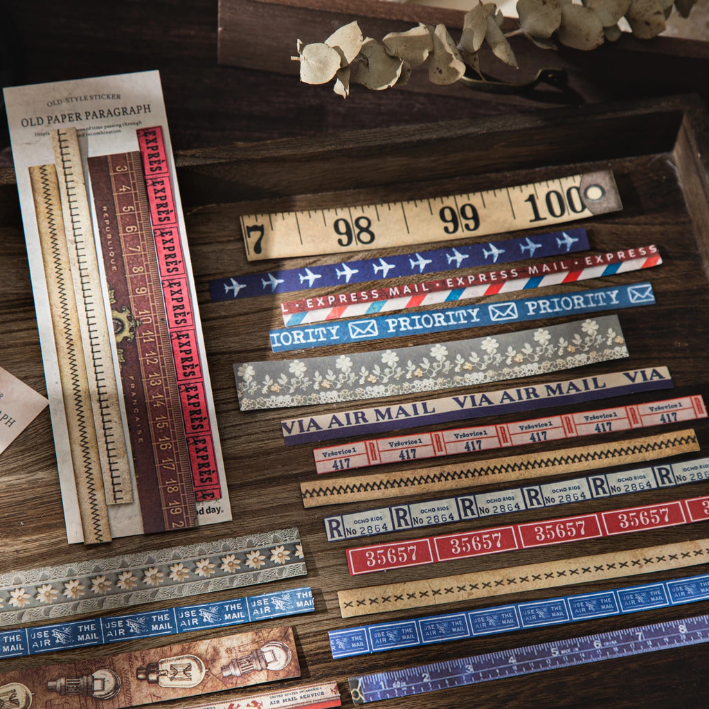 25 Sheets Vintage Long Style Journal Stickers for DIY Scrapbook Guitar Phone Case Notebook Decoration Craft Supplies Stationery Qme