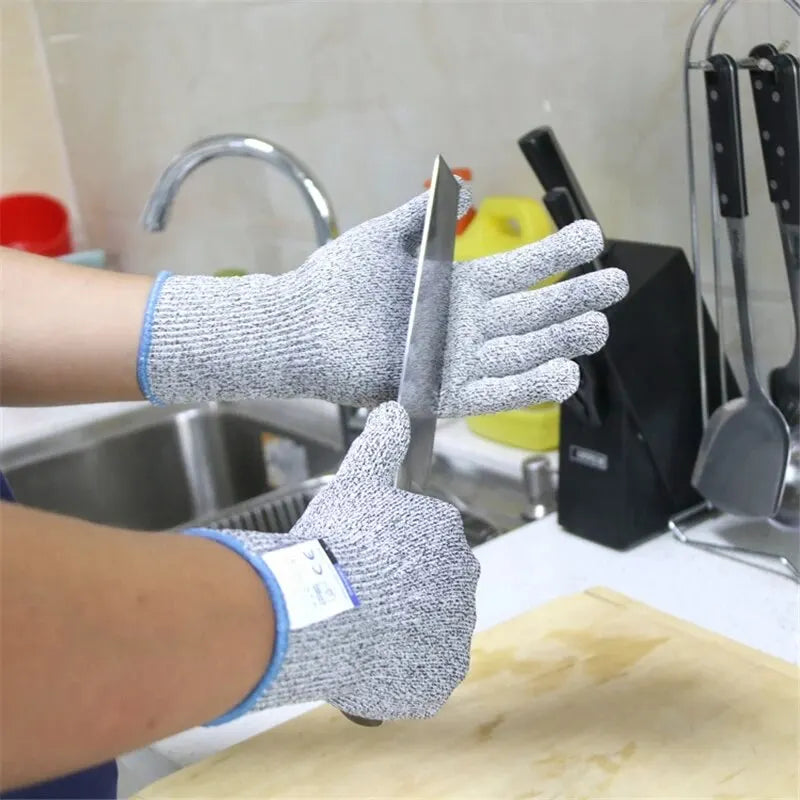3Pairs Level 5 Cut Resistant Gloves HPPE Hand Protection Gardening Work Safety Gloves Qme