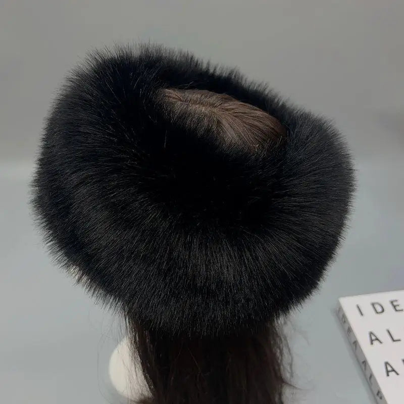 Fashion Fluffy Fur Women's Winter Hat Warm Ear Protection Snow Ski Qme Black