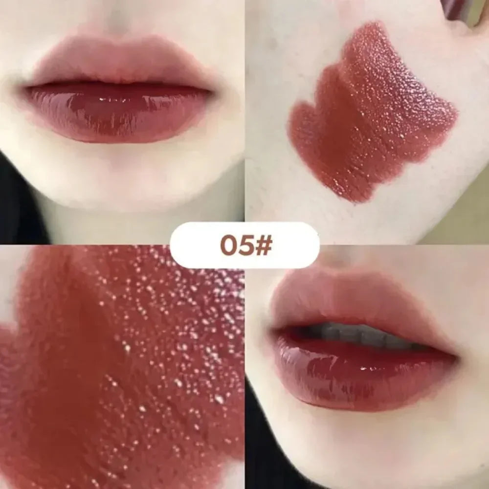 6 Colors Silky Glossy Lipstick Gege Bear Pump Lips Moisture Water Comfortable Ultra Sheen Non-Stick Cup Lip Balm Qme 05