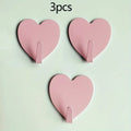 Heart-shaped adhesive hooks, wall hooks, heavy-duty hooks suitable for keys, hats, towels, bathroom supplies and household items Qme Light Pink