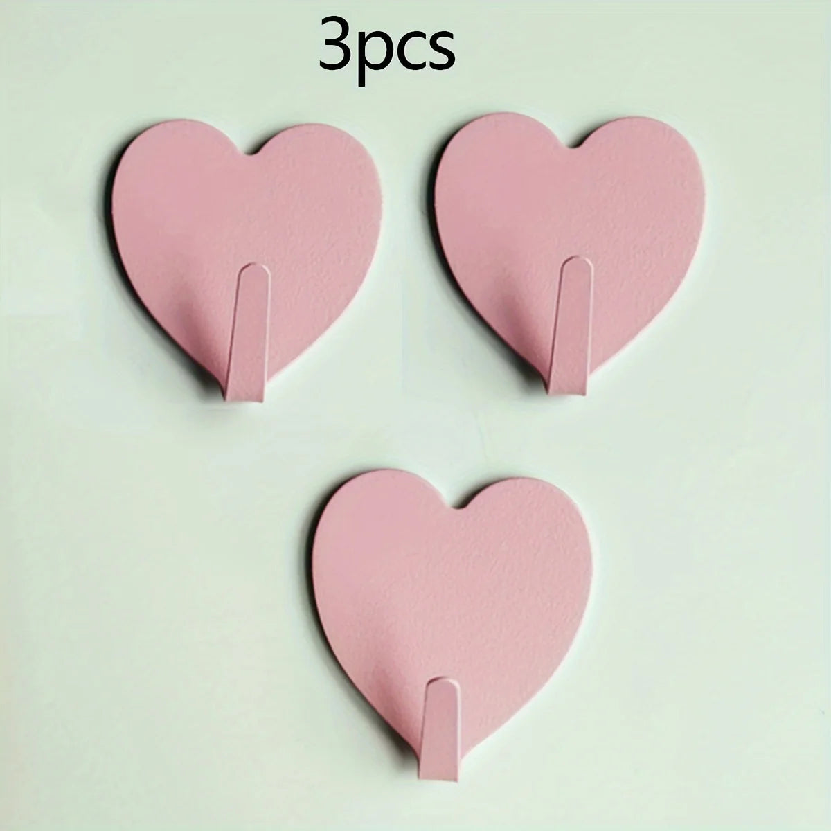 Heart-shaped adhesive hooks, wall hooks, heavy-duty hooks suitable for keys, hats, towels, bathroom supplies and household items Qme Light Pink