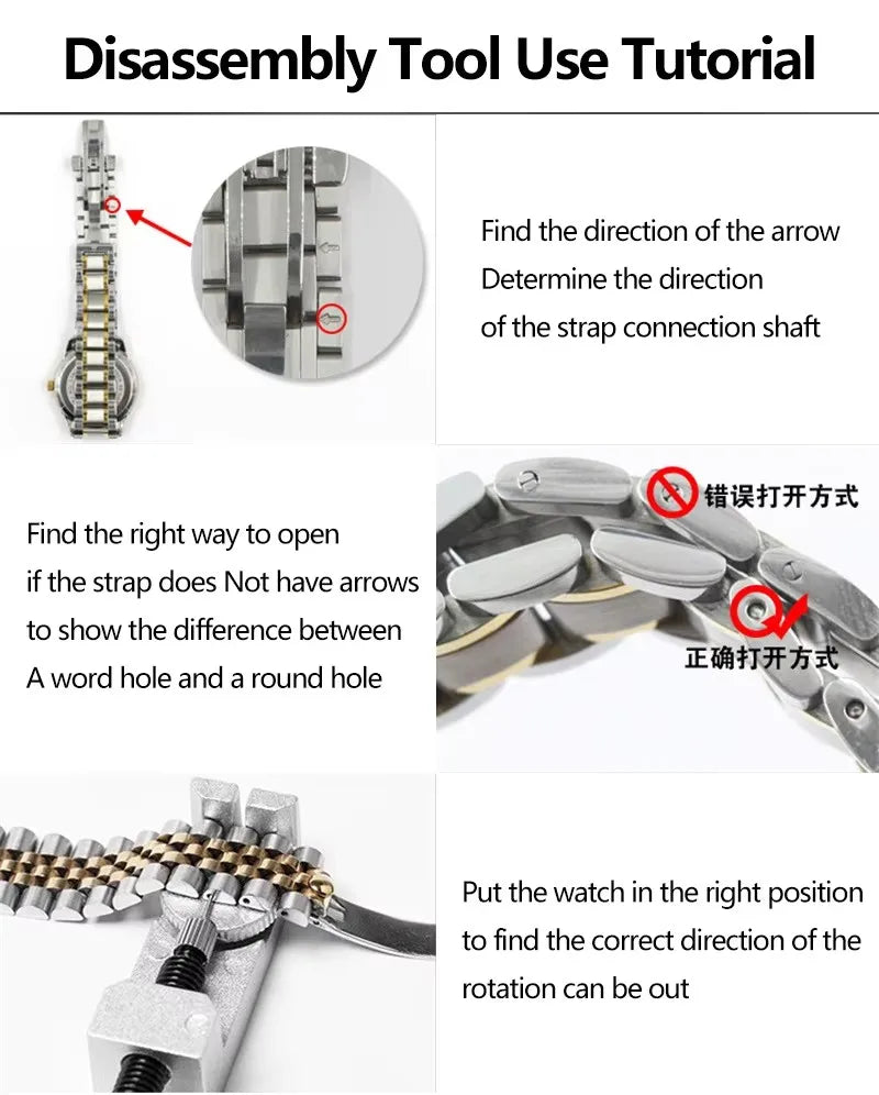 Strap Strap Link Pin Removal Repair Kit for Watchmakers with 3 Extra Pins Replacement Removal Spring Bar Kit Qme