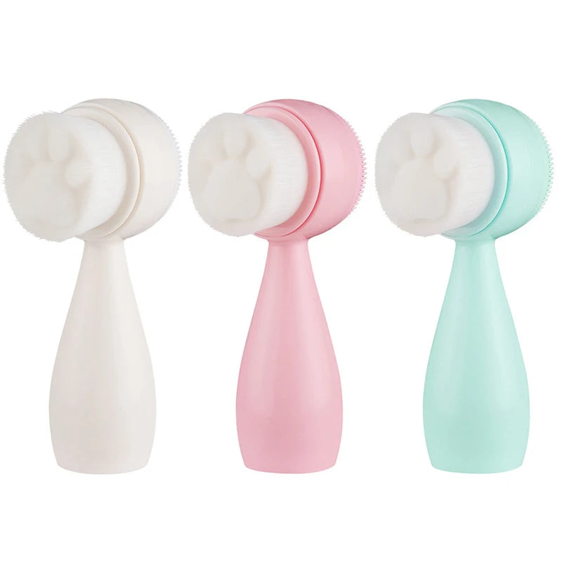 Silica Gel Facial Brush Double-sided Cleansing Exfoliating Tool Pores Qme