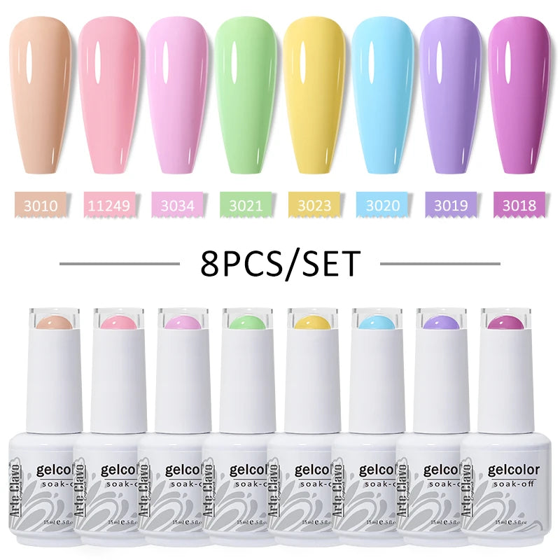 Arte Clavo 4 6 8 Gel Nail Polish Art Soak Off UV Colorful Semi