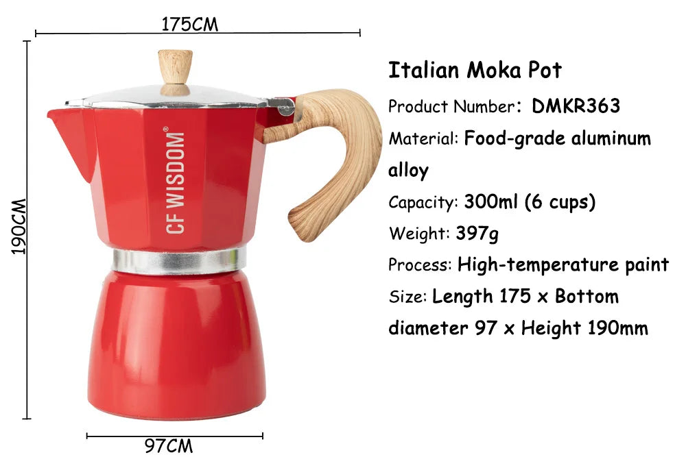 Classic Espresso Maker Home Use Premium Moka Pot Brewer Durable Qme DMKR363