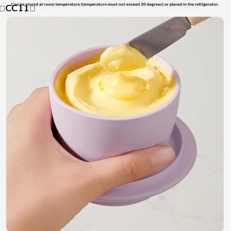 Silicone Butter Cheese Storage Crock Sealed Dustproof Covered Dish Qme