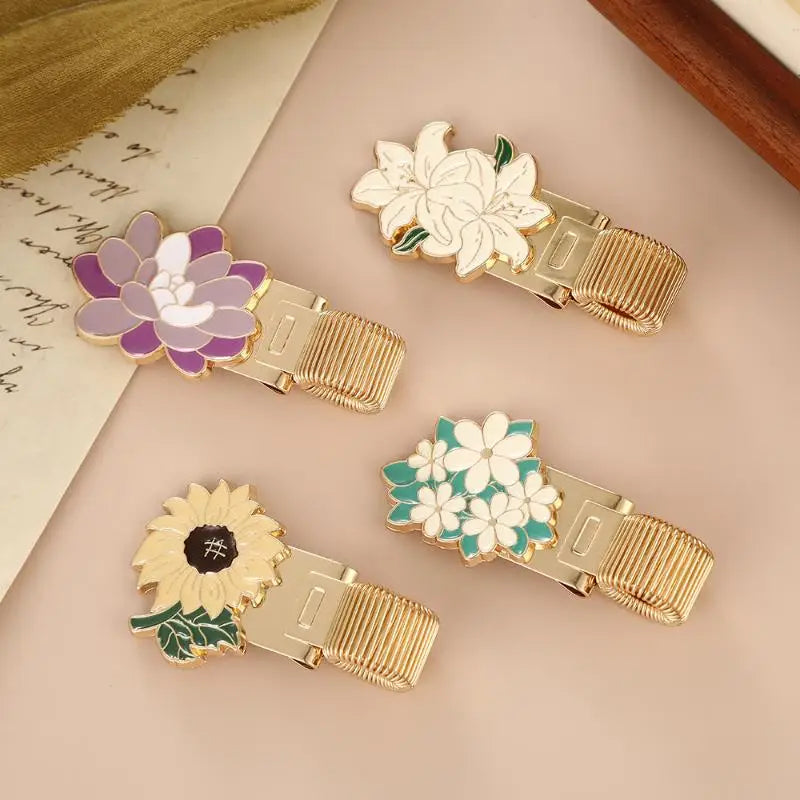 One Flower-themed Metal Pen Clip Creative Retro Spring Suitable Qme