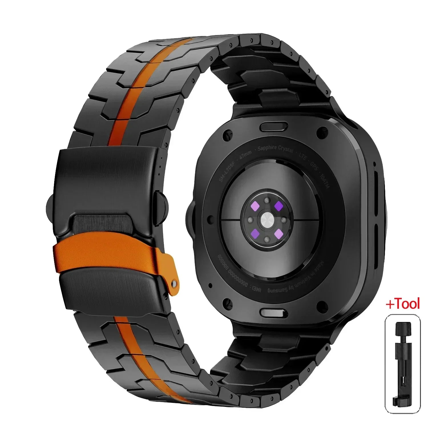 Titanium Luxury Strap for Samsung Galaxy Watch Ultra 47mm Band for Samsung Ultra Galaxy 47MM Men Watchband Galaxy Ultra Bracelet Qme Black Orange tool Galaxy Watch Ultra