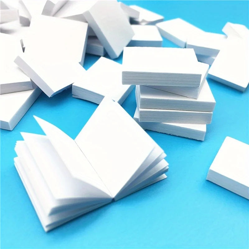 10-Piece Miniature White Book Set - DIY Model Accessories for Turnable Pages, Dollhouses, and Mini Libraries Qme
