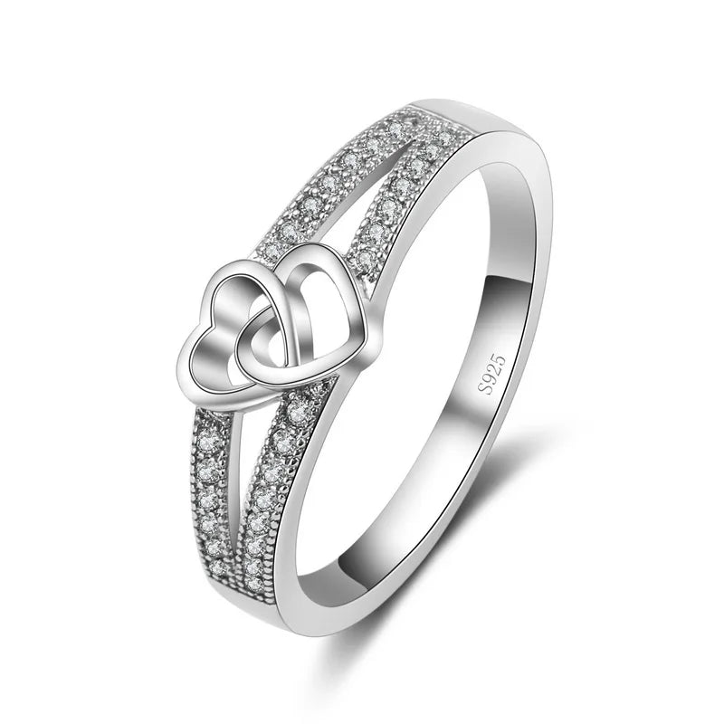 925 Sterling Silver Color Ring Simple Sweet Romantic Style Lover Gifts Cross Love Shape For Women Engagement Ceremony Jewelry Qme 8
