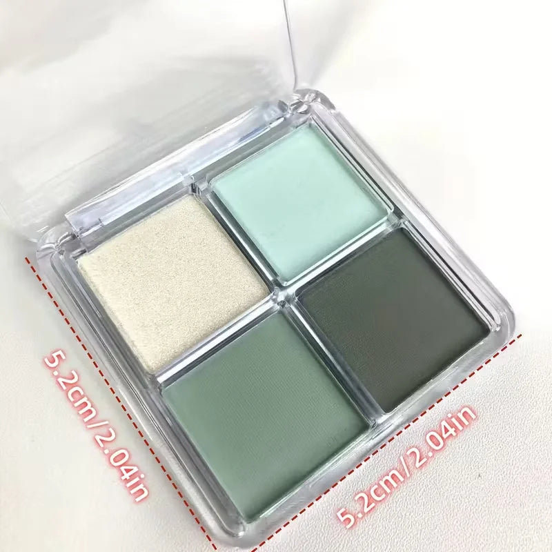 4-Color Green Eye Shadow Tray Low Saturation Palette Matte Korean Qme