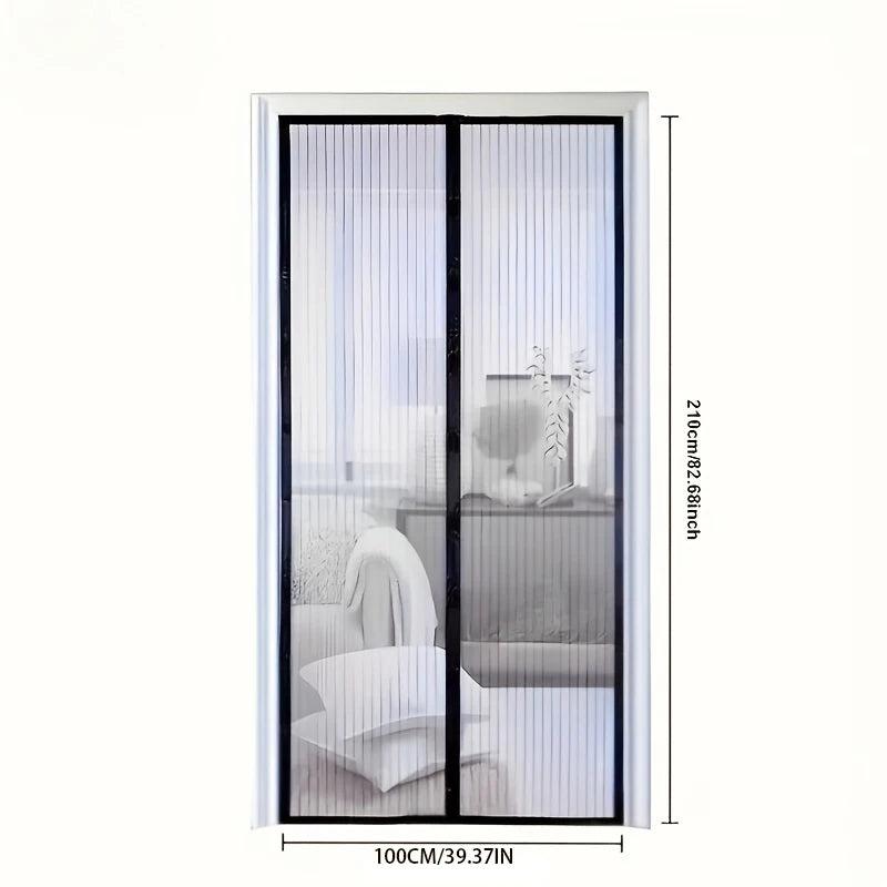 100Cm x 210cm magnetic mosquito repellent curtain - black and gold vertical slats for homes, restaurants, hotels - summer use Qme