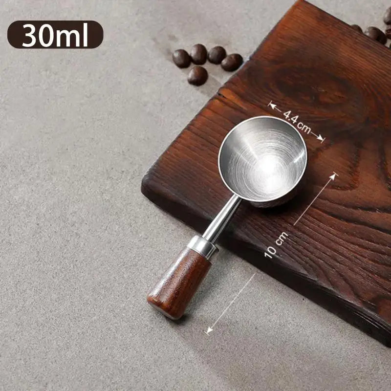 Coffee Tablespoon - Walnut Wood & Stainless Steel Scoop for Home Baristas & Cafe Decor - Perfect Kitchen Accessory Qme A2