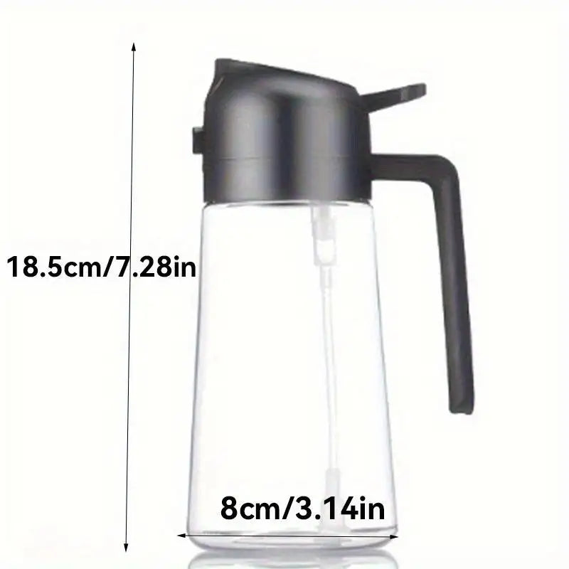 470 ml Oil Sprayer for Cooking, 2-in-1 Olive Oil Dispenser and Spray Bottle, Oil Spray with Stickers, Thick Glass Bottle Qme Black