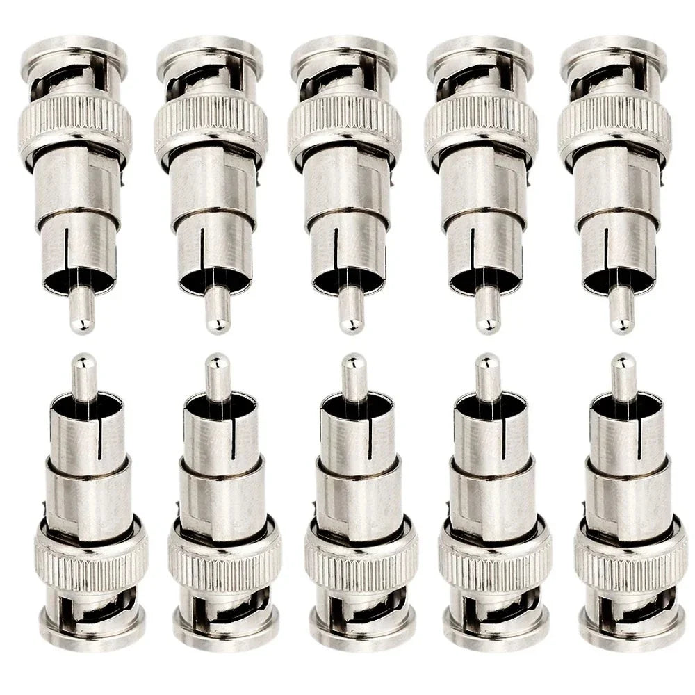 ESCAM 10pcs Wholesale BNC Male to RCA Female Coax Cable Connector Adapter F/M Couple for CCTV Surveillance Camera System Kit Qme