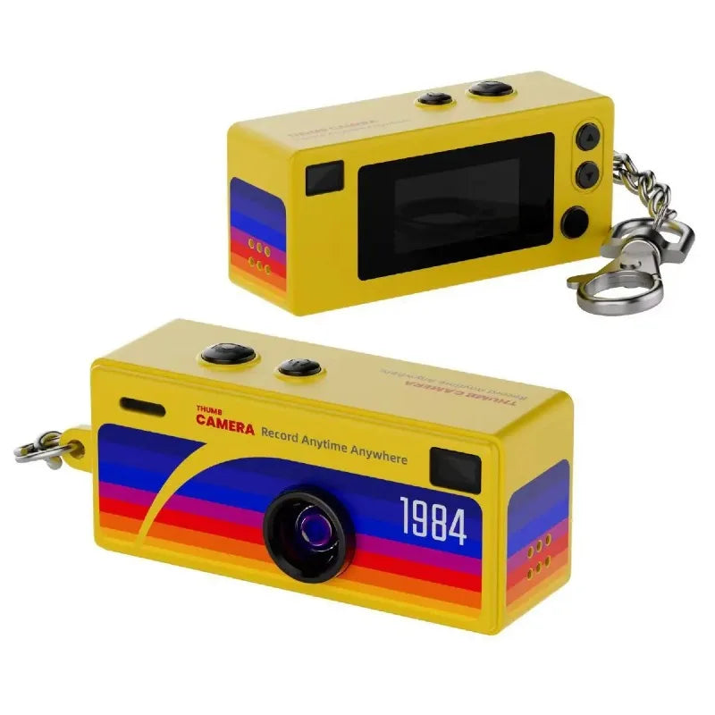 Light 1080P Keychain Mini Thumb Camera Portable Video Recorder Easy Carry For Daily Life Trip Outdoor Video Recording Qme Yellow-No TF card