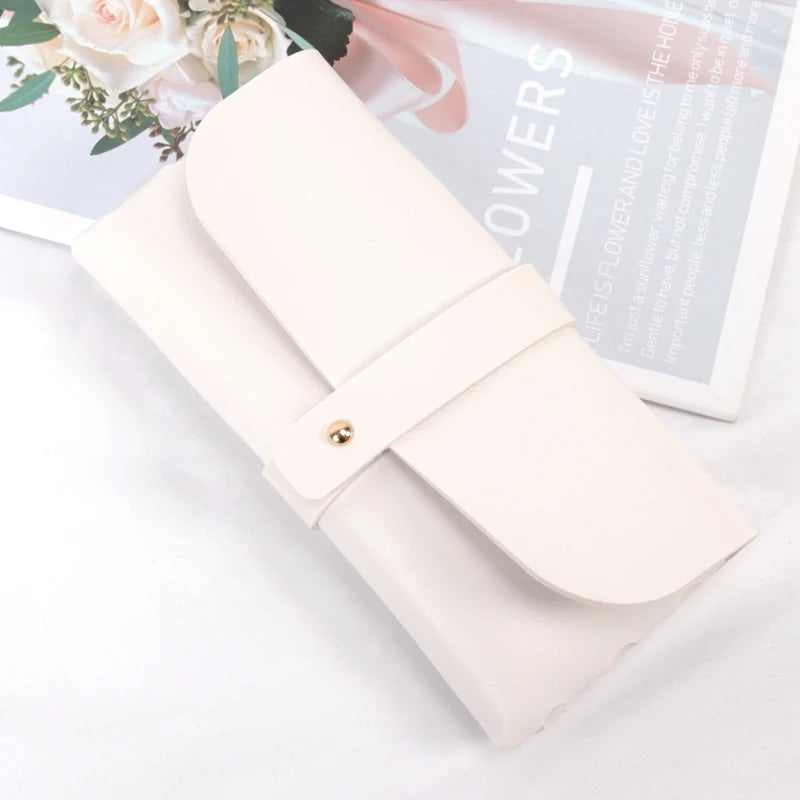 Soft Pu Leather Thick Glasses Bag Fashion Protective Case Women Men Qme WHITE